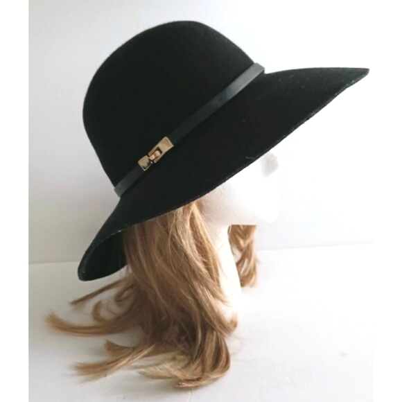 Scala Pronto Blk Wool Felt Wide Brim Hat Blk Leather Clasp Hatband O/S - Picture 3 of 6